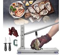 EdirFtra Abridor de ostras, abrelatas profesional de acero inoxidable, herramientas de ostras profesionales con mango antideslizante y base, adecuado para mercados de mariscos o restaurantes