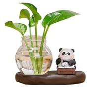 EdirFtra Adorable jarrón hidropónico de Panda, Maceta de Agua de cerámica, Maceta con Forma de Animal Lindo para Plantas pequeñas o esquejes,C