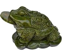 EdirFtra Feng Shui Fortune Moneda Natural Jade Money Toad/Frog/Chan CHU Encanto de Escultura de decoración de Prosperidad para Rica Riqueza 10cm