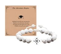 Ediseng Pulseras de cuentas de brújula de graduación 2026 para ella/él con tarjeta de regalo, regalos de graduación personalizados para 5º grado/8º grado/escuela secundaria/universidad
