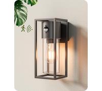 EDISHINE Aplique de Pared Exterior con Sensor de Movimiento, Lámpara de Pared con Marco de Aluminio Gris Carbón, IP44 Impermeable, Resistencia a la Intemperie, Base E27, para Porche, Garaje, Patio