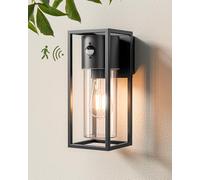 EDISHINE Aplique de Pared Exterior con Sensor de Movimiento, Lámpara de Pared con Marco de Aluminio Negro, IP44 Impermeable, Resistencia a la Intemperie, Base E27, para Porche, Garaje, Patio