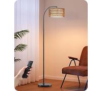 EDISHINE Lámpara de Arco Regulable para Sala de Estar, Lámpara de Pie con Casquillo E27, Bombilla LED y Control Remoto, 2700K-6000K Temperatura de Color, Regulación Continua, Cabezal Giratorio, Negro