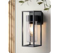 EDISHINE Lámpara de Pared, Iluminación Exterior, Luces Arriba y Abajo al Aire Libre, IP44 Impermeable, Lámpara Exterior Negro, Iluminación de Terraza, Lámpara de Balcón, Foco de Pared Moderno