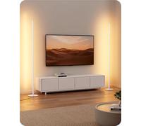 EDISHINE Set 2 Lámparas de Pie Regulables, Altura Ajustable, Blanco | 3000 K Blanco Cálido, Función Memoria, Interruptor de Pie, Hasta 146 cm, Lámpara de Pie Moderna para Dormitorio y Oficina