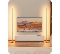 EDISHINE Set 2 Lámparas de Pie, Regulables, Altura Ajustable, Dorado | 3000 K Blanco Cálido, Función Memoria, Interruptor de Pie, Hasta 146 cm, Lámpara de Pie Moderna para Dormitorio y Oficina