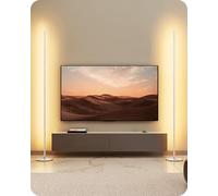 EDISHINE Set 2 Lámparas de Pie, Regulables, Altura Ajustable, Plata | 3000 K Blanco Cálido, Función Memoria, Interruptor de Pie, Hasta 146 cm, Lámpara de Pie Moderna para Dormitorio y Oficina