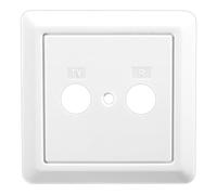 Edision Carátula Toma Universal FPO-100, 2 Conectores TV-R, 80x80mm, Blanco, Compatible TVT-100, TVE-101, WFO-900 y para Tomas de televisión universales de Otros Fabricantes