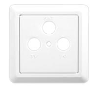 Edision Carátula Toma Universal FPO-300, 3 Conectores TV-R-Sat, 80x80mm, Blanco, Compatible TVT-300, TVE-301, WFO-900 y para Tomas de televisión universales de Otros Fabricantes