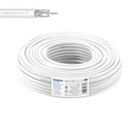 Edision ICX-25 Cable Coaxial 25m, Cable Antena TV Interior PVC Blanco, Acero Cobreado CCS/AL, 17VAtC, CPR Eca, Clase A, Cable Satélite, para DVB-S2, DVB-T/T2, DVB-C, RADIO, Bobina 25m