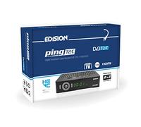 Edision Ping T2/C Receptor Terrestre TDT & por Cable DVB-T2/C H.265 HEVC Full HD PVR, 2xUSB, HDMI, SCART,LAN, S/PDIF, Sensor IR, RS232, Soporte USB WiFi, Mando a Distancia Universal 2en1, Negro