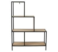Edison Estantería metálica (L x An x Al: 30 x 80 x 112,4 cm, Metal/Madera, Negro/Marrón, Forma de escalera)