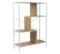Edison Estantería metálica (L x An x Al: 30 x 80 x 113 cm, Metal/Madera, Blanco/Marrón)