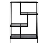 Edison Estantería metálica (L x An x Al: 30 x 80 x 113 cm, Metal/Vidrio templado, Negro)