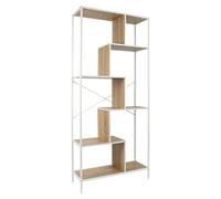 Edison Estantería metálica (L x An x Al: 30 x 80 x 180 cm, Metal/Madera, Blanco/Marrón)