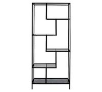 Edison Estantería metálica (L x An x Al: 30 x 80 x 180 cm, Metal/Vidrio templado, Negro)