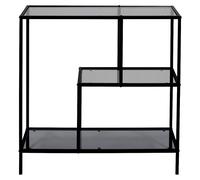 Edison Estantería metálica (L x An x Al: 30 x 80 x 79,5 cm, Metal/Vidrio templado, Negro)