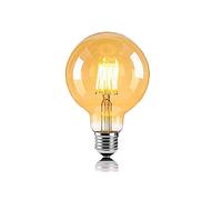 Edison Vintage Bombilla LED E27 Bombilla Globo Bombilla G80 6W Blanco Cálido 2700K Equivalente 60W Bombilla Halógena Filamento Cristal Ámbar Ideal para Iluminación Nostálgica Retro (Pack de 1)