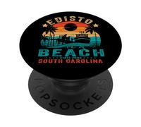Edisto Beach State Park South Carolina Retro Sunset Pesca PopSockets PopGrip Adhesivo