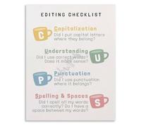 Edit Using Cups Metal signs Writing Strategy Wall Decor 12x8 Inch | Metal signs teach english editing in classroom bedroom