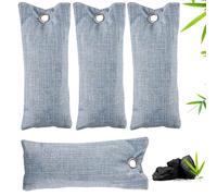 Editbar 4 bolsas de carbón activo contra los olores - Eliminador de olores de zapatos, carbón de bambú ambientador para zapatillas de deporte, carbón activo reutilizable, absorbe el olor de los pies