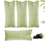 Editbar 4 bolsas de carbón activo contra los olores - Eliminador de olores de zapatos, carbón de bambú ambientador para zapatillas de deporte, carbón activo reutilizable, absorbe el olor de los pies