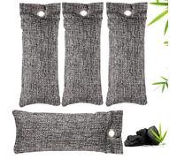 Editbar 4 bolsas de carbón activo contra los olores - Eliminador de olores de zapatos, carbón de bambú ambientador para zapatillas de deporte, carbón activo reutilizable, absorbe el olor de los pies