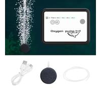 Editbar Bomba de aire para acuario, bomba de oxígeno recargable por USB, 3 niveles de regulación del flujo de aire, IPX7 resistente al agua, silenciosa, con manguera de aire y piedra de aire, ideal