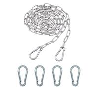 Editbar Cadena de acero inoxidable con mosquetón, cadena de acero redonda, 3 m de diámetro de 3 mm, eslabones de acero inoxidable, cadenas de metal para colgar, adecuada para correas de perros, sillas