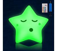 Editbar Luces solares de piscina - Lámpara de agua hinchable, mando a distancia y bomba de aire, 16 colores, 4 temporizadores, 4 modos, IP68 resistente al agua