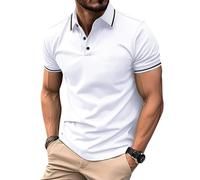 EDITCOZY Polo para Hombre Manga Corta Golf Jersey Casual de Algodón Top Clásico, blanco, XL