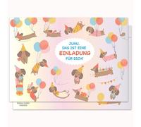 Edition Colibri 10 tarjetas de invitación de cumpleaños infantiles A6, diseño de perro salchicha, invitaciones divertidas para niños y niñas, coloridas y alegres