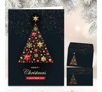 Edition Colibri 10 tarjetas navideñas: Juego de tarjetas navideñas festivas con sobre, elegantes tarjetas plegables con motivo de árbol de Navidad, árbol de Navidad, feliz año nuevo (11133)