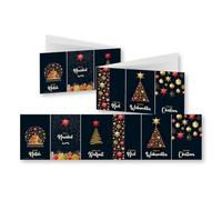 Edition Colibri 10 tarjetas navideñas nostálgicas en juego con sobre: DIN Largo (42 x 10,5 cm), Árbol de Navidad dorado, negro, multilingüe (11162)