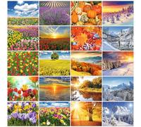 Edition Colibri - Juego de 20 tarjetas postales de naturaleza «Las cuatro estaciones» (20 diseños diferentes) con primavera, verano, otoño e invierno