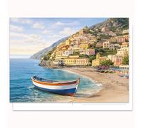 Edition Colibri Postal - Colorido barco playa | Set de 10 tarjetas planas (A6) - Parte trasera para escribir