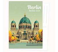 Edition Colibri Postal - Representación gráfica de la Catedral de Berlín, juego de 10 tarjetas planas (A6) - reverso para escribir