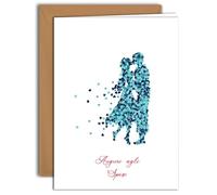 Edition Colibri Tarjeta de boda romántica - Silueta de pareja con corazones (3) | Tarjeta plegable grande (A4) - Sobre kraft incluido - Interior en blanco