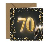 Edition Colibri Tarjeta de felicitación de 70 cumpleaños - Tarjeta plegable de alta calidad con sobre para hombre y mujer - Tarjeta de cumpleaños cuadrada - ideal para regalo de dinero o cupón, color