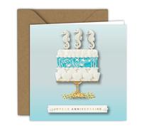 Edition Colibri Tarjeta de felicitación - Pastel con caballitos de mar | Tarjeta plegada (15x15 cm) - con sobre kraft - Interior en blanco