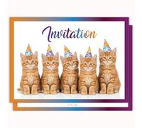 Edition Colibri - Tarjeta de invitación para cumpleaños (10 unidades, diseño de gatitos festivos)