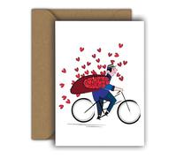 Edition Colibri Tarjeta de San Valentín para él y ella, tamaño A6, tarjeta plegable con sobre, tarjeta de amor, aniversario, tarjeta de aniversario, tarjeta de San Valentín, corazón (bicicleta para