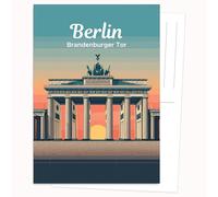 Edition Colibri Tarjeta postal - ilustración gráfica de la Puerta de Brandeburgo | Set de 10 tarjetas planas (A6) - reverso para escribir