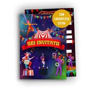 Edition Colibri Tarjetas de invitación para fiesta de cumpleaños con temática de circo para niños y niñas, invitaciones de fiesta de carnaval, tamaño A6, 10 tarjetas