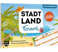 Edition Michael Fischer 34311, Wanderweh - El clásico Juego para Todas Las vacacionistas, la Ciudad definitiva, país, río, Bloque de Juego con 52 categorías y Plataforma antiengaño