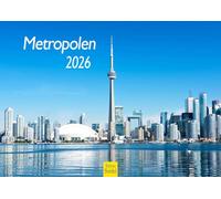 Edition Seidel Calendario de pared de 2026, formato DIN A4, Dubai, Nueva York, Londres, París, Frankfurt Sydney, Singapur Hong Kong Toronto Skyline