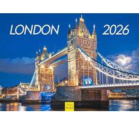 Edition Seidel Calendario de pared de Londres 2026, formato DIN A3, calendario de pared de Inglaterra Big Ben Westminster Tower Bridge Támesis Metrópoli Skyline