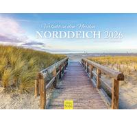 Edition Seidel Calendario premium con texto en inglés "Verliebt in den Norddeich 2026", formato DIN A3, calendario de pared, Alemania, mar del Norte, playa, camino, marea baja, puerto Andrea