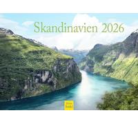Edition Seidel Calendario premium Escandinavia 2026, formato DIN A4, calendario de pared, Noruega, Suecia, Dinamarca, Islandia, Finlandia, Laponia, fiordos, géiser del norte