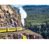 Edition Seidel Calendario premium fascinación ferrocarril 2026 formato DIN A4 calendario de pared Europa Asia Estados Unidos Colorado Suiza locomotora de vapor tren viaje noche